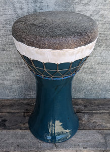 Fish skin doumbek with a beautiful stoneware shell.