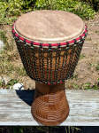 African djembe made of Tweneboa wood, African goat skin, custom rings and high grade rope.