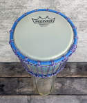 A djembe drum made of hand blown glass.