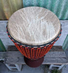 Custom built djembe carved from lenke wood.