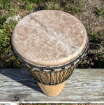 Goat skin drum head on ashiko for sale.